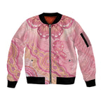 Dreamy Butterfly Collar Australia Breast Cancer Pink Sleeve Zip Bomber Jacket Indigenous Art