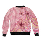 Dreamy Butterfly Collar Australia Breast Cancer Pink Sleeve Zip Bomber Jacket Indigenous Art