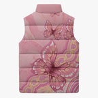 Dreamy Butterfly Collar Australia Breast Cancer Pink Sleeveless Puffer Jacket Indigenous Art