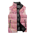Dreamy Butterfly Collar Australia Breast Cancer Pink Sleeveless Puffer Jacket Indigenous Art