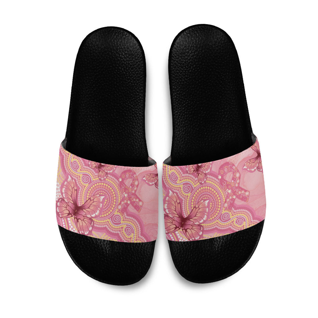 Dreamy Butterfly Collar Australia Breast Cancer Pink Slide Sandals Indigenous Art