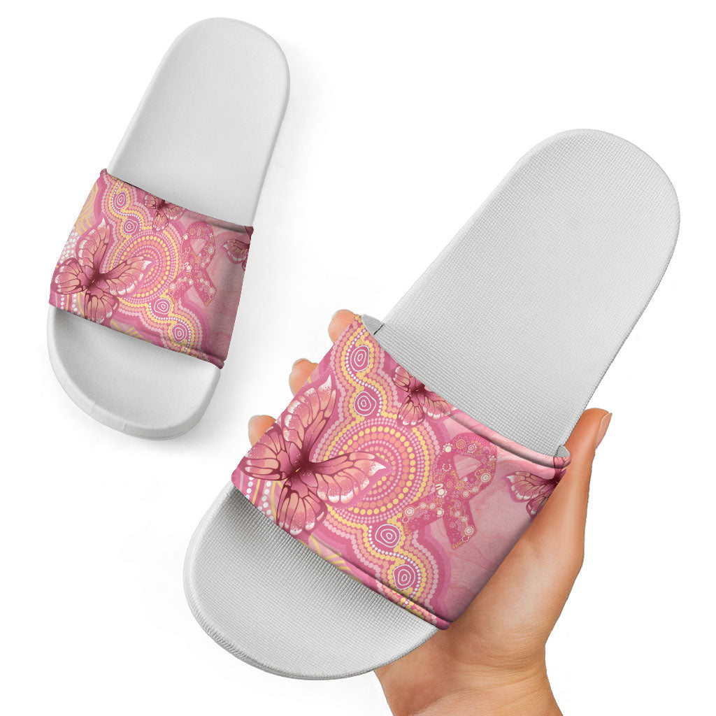 Dreamy Butterfly Collar Australia Breast Cancer Pink Slide Sandals Indigenous Art