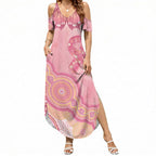Dreamy Butterfly Collar Australia Breast Cancer Pink Summer Maxi Dress Indigenous Art