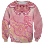 Dreamy Butterfly Collar Australia Breast Cancer Pink Sweatshirt Indigenous Art