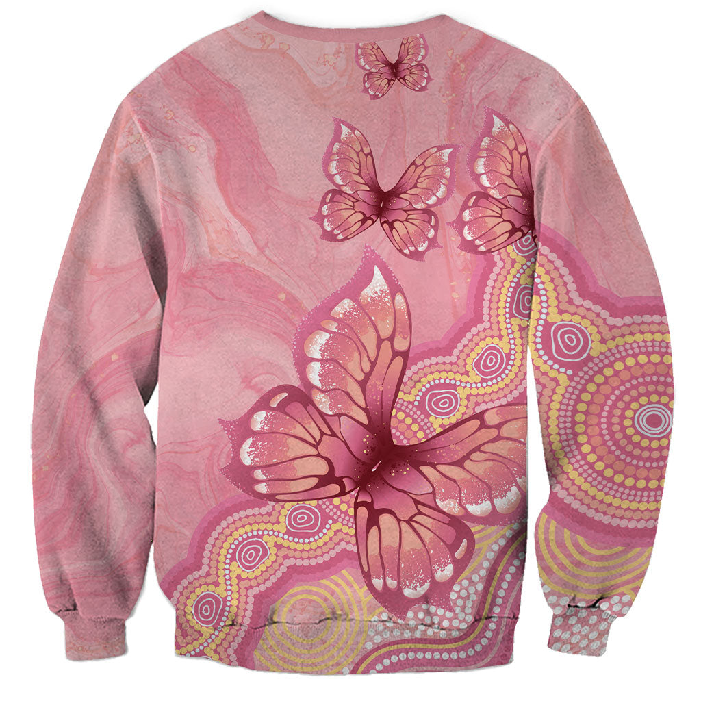 Dreamy Butterfly Collar Australia Breast Cancer Pink Sweatshirt Indigenous Art