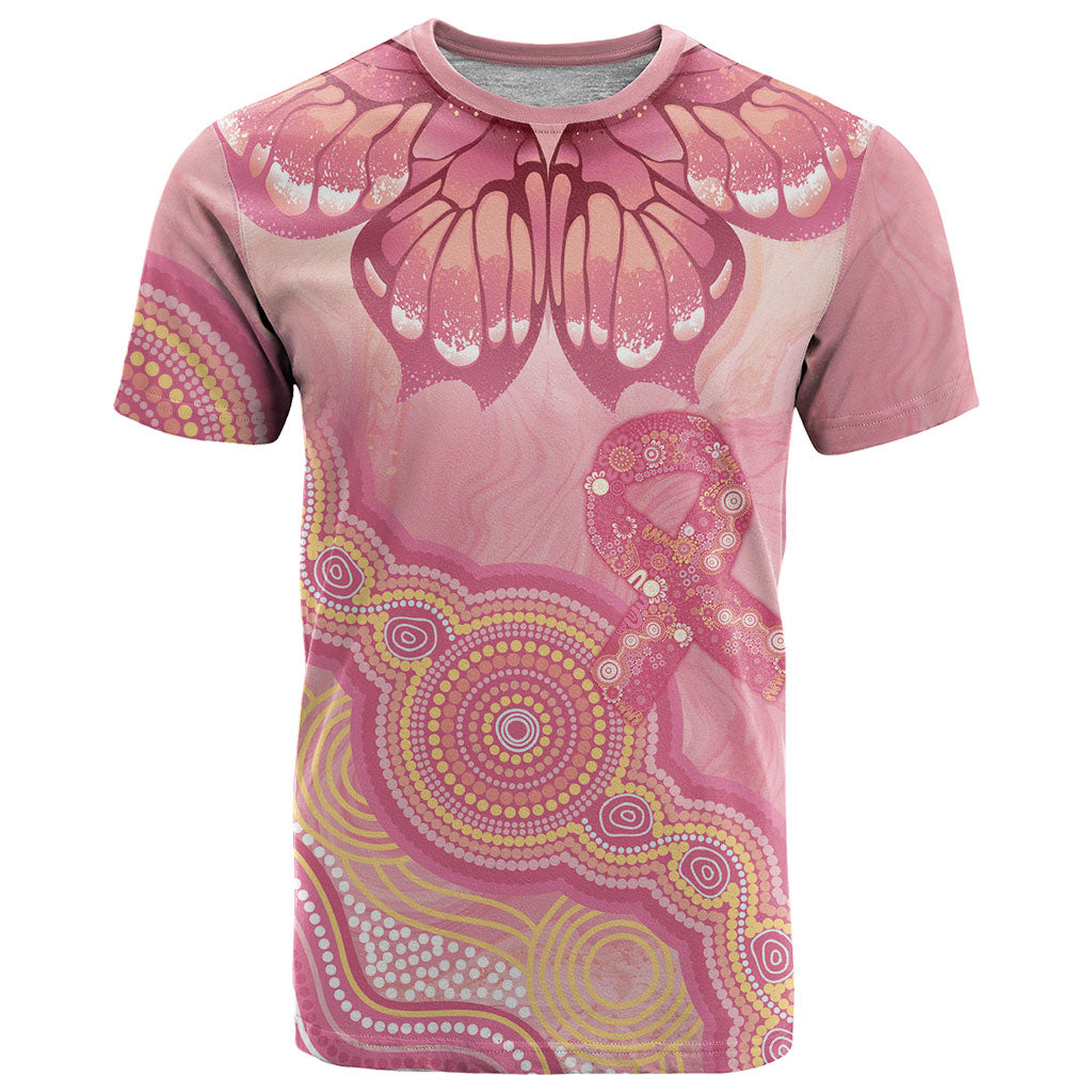 Dreamy Butterfly Collar Australia Breast Cancer Pink T Shirt Indigenous Art