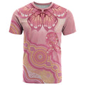 Dreamy Butterfly Collar Australia Breast Cancer Pink T Shirt Indigenous Art