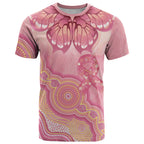 Dreamy Butterfly Collar Australia Breast Cancer Pink T Shirt Indigenous Art
