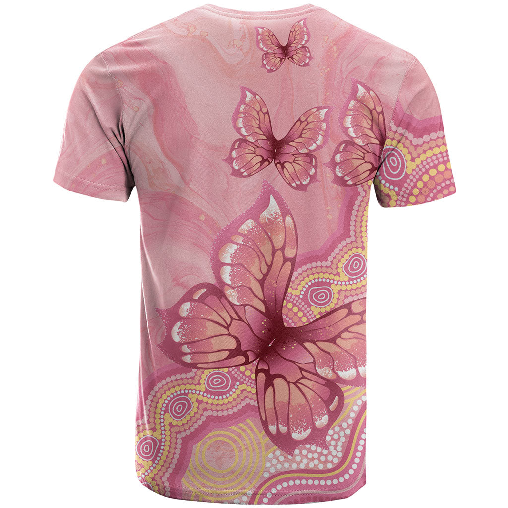 Dreamy Butterfly Collar Australia Breast Cancer Pink T Shirt Indigenous Art