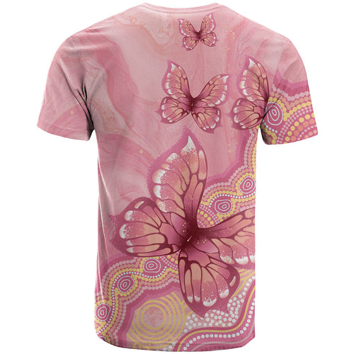 Dreamy Butterfly Collar Australia Breast Cancer Pink T Shirt Indigenous Art