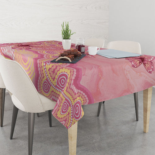 Dreamy Butterfly Collar Australia Breast Cancer Pink Tablecloth Indigenous Art