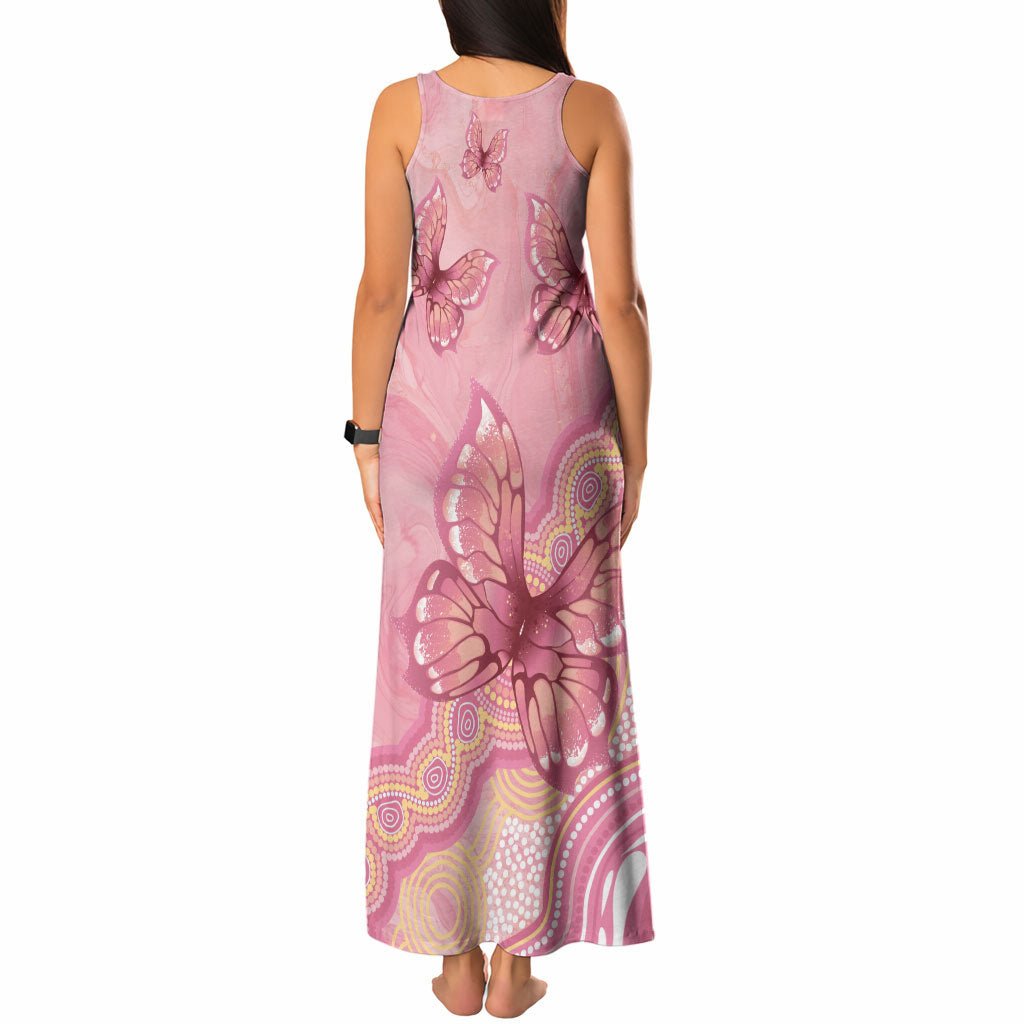 Dreamy Butterfly Collar Australia Breast Cancer Pink Tank Maxi Dress Indigenous Art