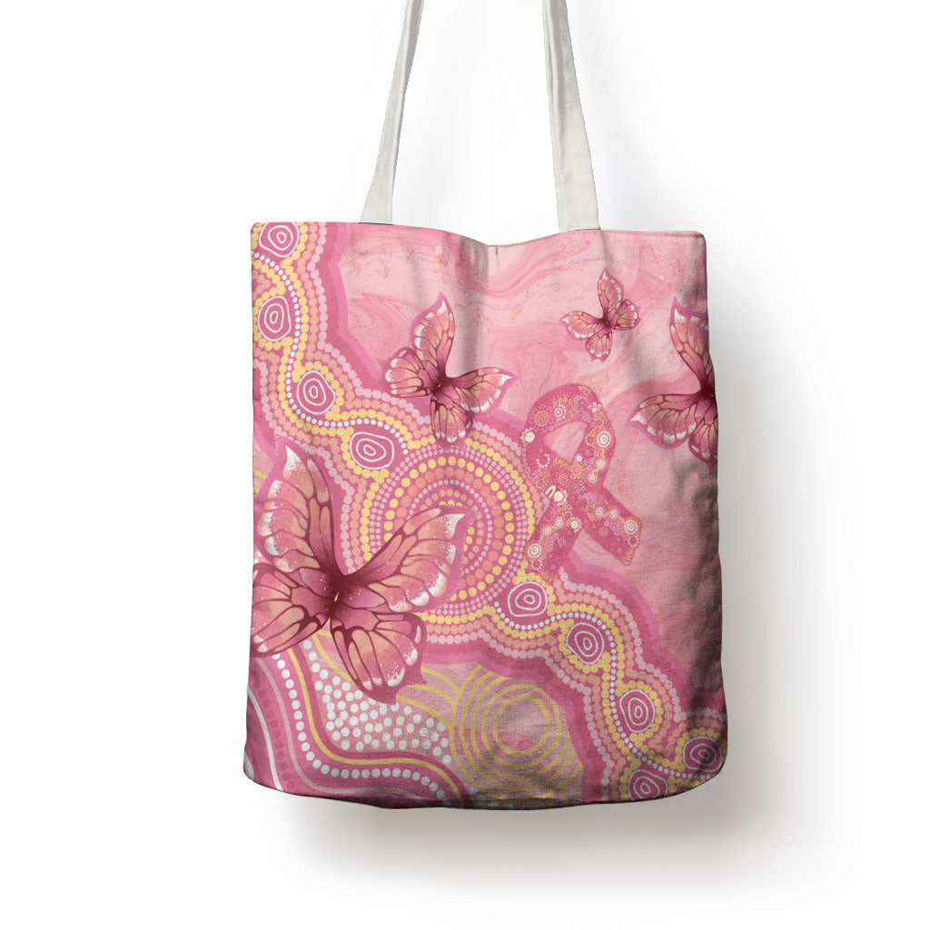 Dreamy Butterfly Collar Australia Breast Cancer Pink Tote Bag Indigenous Art