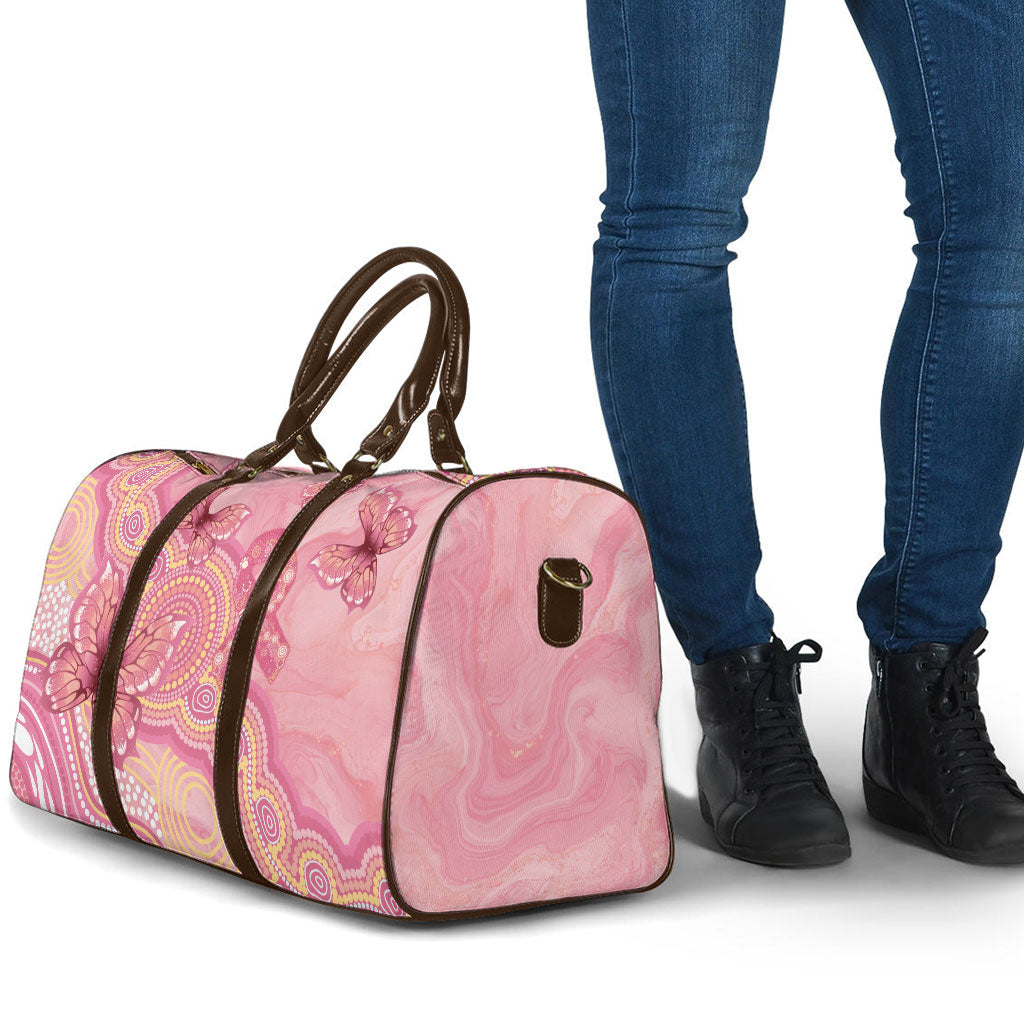 Dreamy Butterfly Collar Australia Breast Cancer Pink Travel Bag Indigenous Art