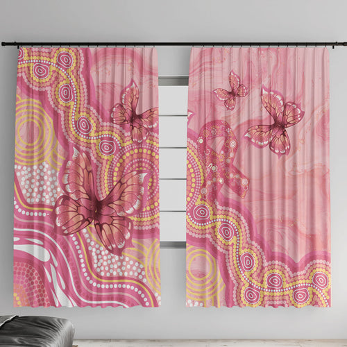 Dreamy Butterfly Collar Australia Breast Cancer Pink Window Curtain Indigenous Art