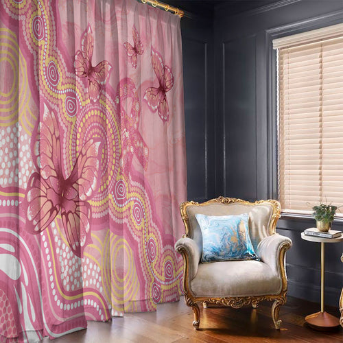 Dreamy Butterfly Collar Australia Breast Cancer Pink Window Curtain Indigenous Art