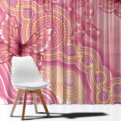 Dreamy Butterfly Collar Australia Breast Cancer Pink Window Curtain Indigenous Art