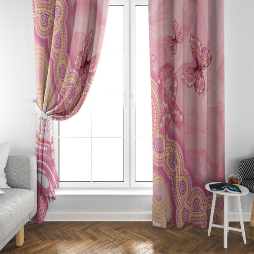 Dreamy Butterfly Collar Australia Breast Cancer Pink Window Curtain Indigenous Art