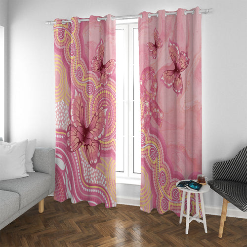 Dreamy Butterfly Collar Australia Breast Cancer Pink Window Curtain Indigenous Art