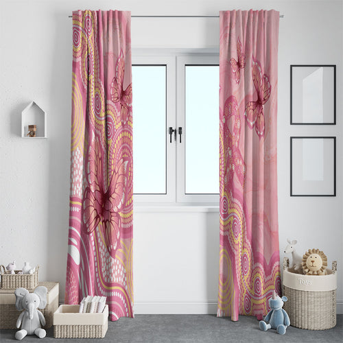Dreamy Butterfly Collar Australia Breast Cancer Pink Window Curtain Indigenous Art