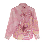 Dreamy Butterfly Collar Australia Breast Cancer Pink Women Casual Shirt Indigenous Art
