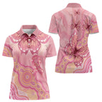 Dreamy Butterfly Collar Australia Breast Cancer Pink Women Polo Shirt Indigenous Art