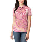Dreamy Butterfly Collar Australia Breast Cancer Pink Women Polo Shirt Indigenous Art