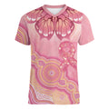 Dreamy Butterfly Collar Australia Breast Cancer Pink Women V-Neck T-Shirt Indigenous Art