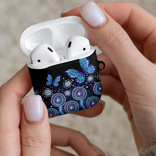 Dreamy Butterfly Collar Australia Purple Teal Hopeful Sky AirPods Case Indigenous Aboriginal Art