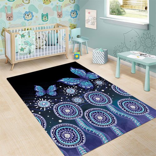 Dreamy Butterfly Collar Australia Purple Teal Hopeful Sky Area Rug Indigenous Aboriginal Art