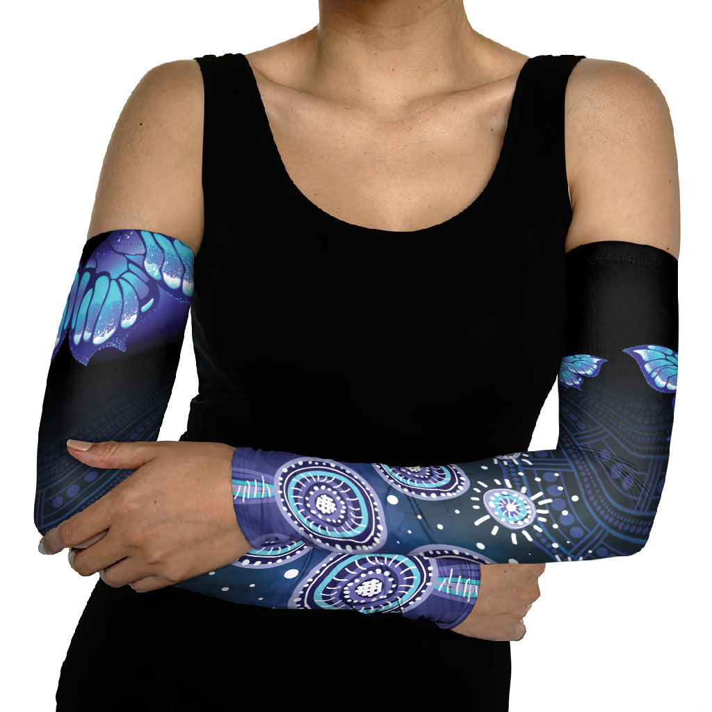 Dreamy Butterfly Collar Australia Purple Teal Hopeful Sky Arm Sleeves Indigenous Aboriginal Art