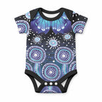 Dreamy Butterfly Collar Australia Purple Teal Hopeful Sky Baby Onesie Indigenous Aboriginal Art