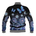 Dreamy Butterfly Collar Australia Purple Teal Hopeful Sky Baseball Jacket Indigenous Aboriginal Art