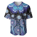 Dreamy Butterfly Collar Australia Purple Teal Hopeful Sky Baseball Jersey Indigenous Aboriginal Art