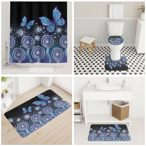 Dreamy Butterfly Collar Australia Purple Teal Hopeful Sky Bathroom Set Indigenous Aboriginal Art