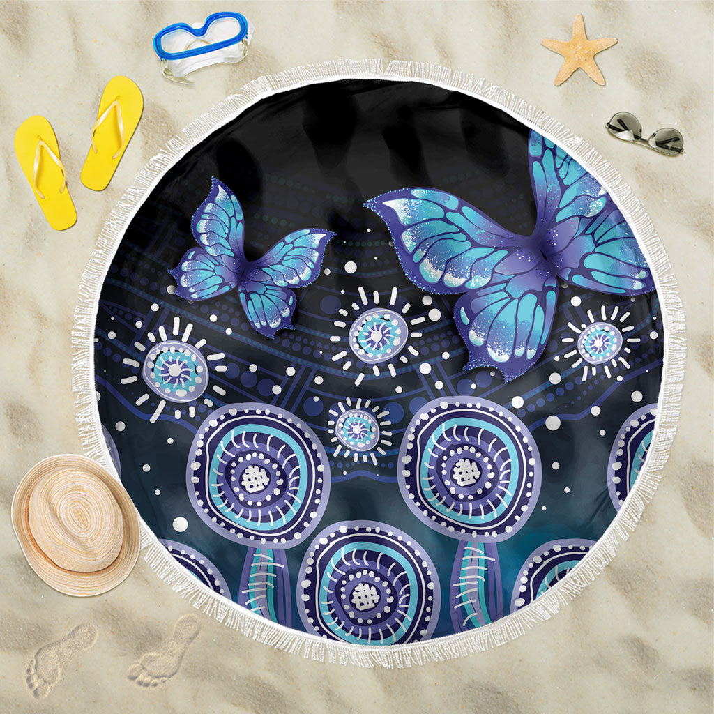 Dreamy Butterfly Collar Australia Purple Teal Hopeful Sky Beach Blanket Indigenous Aboriginal Art