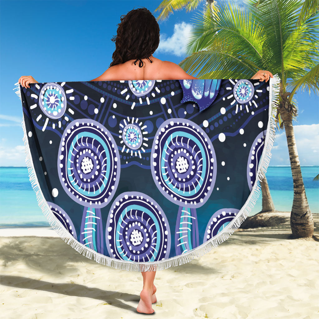 Dreamy Butterfly Collar Australia Purple Teal Hopeful Sky Beach Blanket Indigenous Aboriginal Art