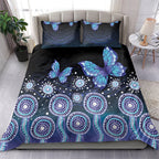 Dreamy Butterfly Collar Australia Purple Teal Hopeful Sky Bedding Set Indigenous Aboriginal Art