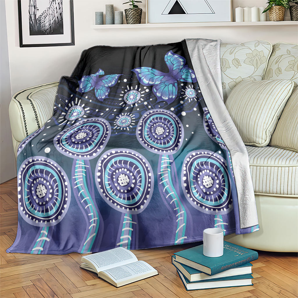 Dreamy Butterfly Collar Australia Purple Teal Hopeful Sky Blanket Indigenous Aboriginal Art