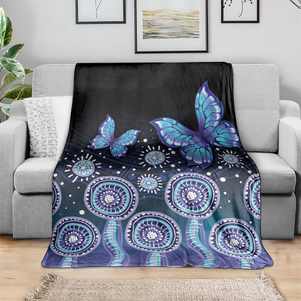 Dreamy Butterfly Collar Australia Purple Teal Hopeful Sky Blanket Indigenous Aboriginal Art