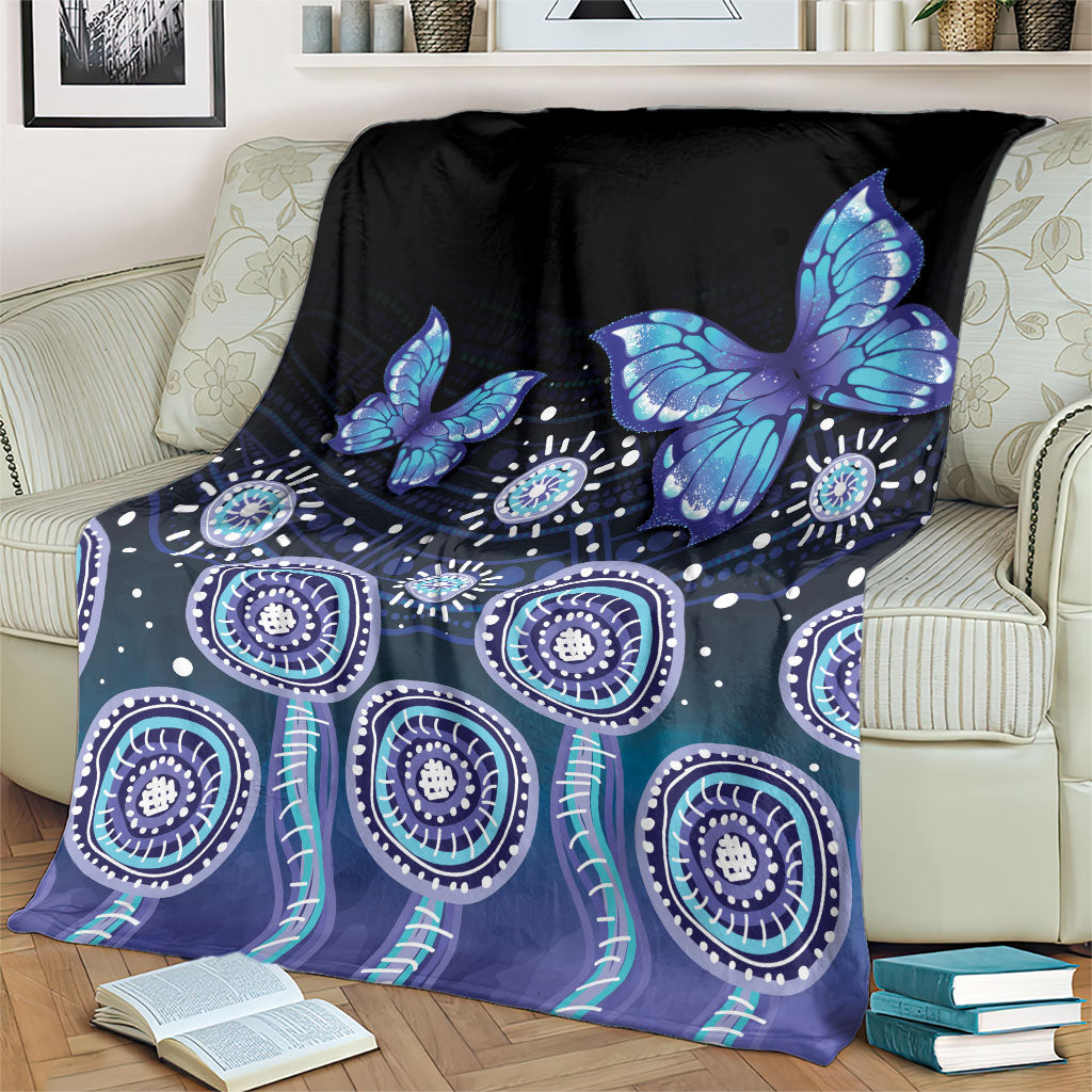 Dreamy Butterfly Collar Australia Purple Teal Hopeful Sky Blanket Indigenous Aboriginal Art