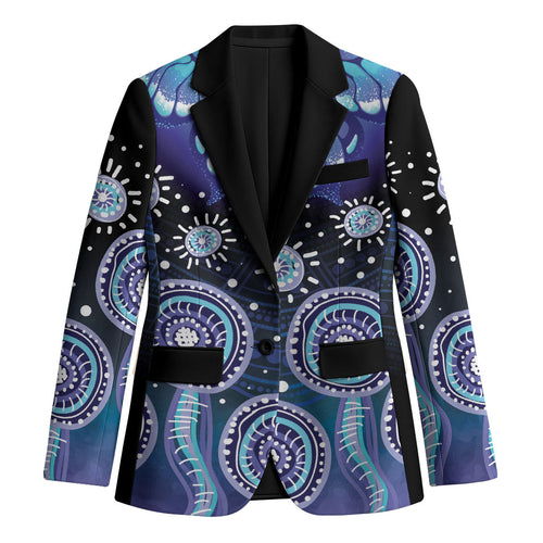Dreamy Butterfly Collar Australia Purple Teal Hopeful Sky Blazer Indigenous Aboriginal Art