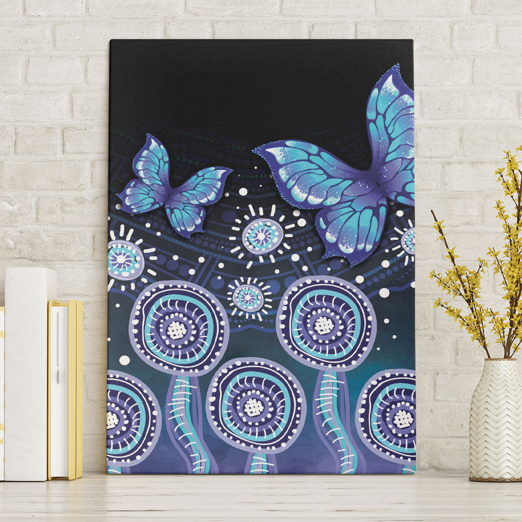 Dreamy Butterfly Collar Australia Purple Teal Hopeful Sky Canvas Wall Art Indigenous Aboriginal Art