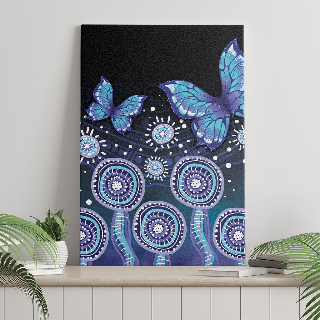 Dreamy Butterfly Collar Australia Purple Teal Hopeful Sky Canvas Wall Art Indigenous Aboriginal Art