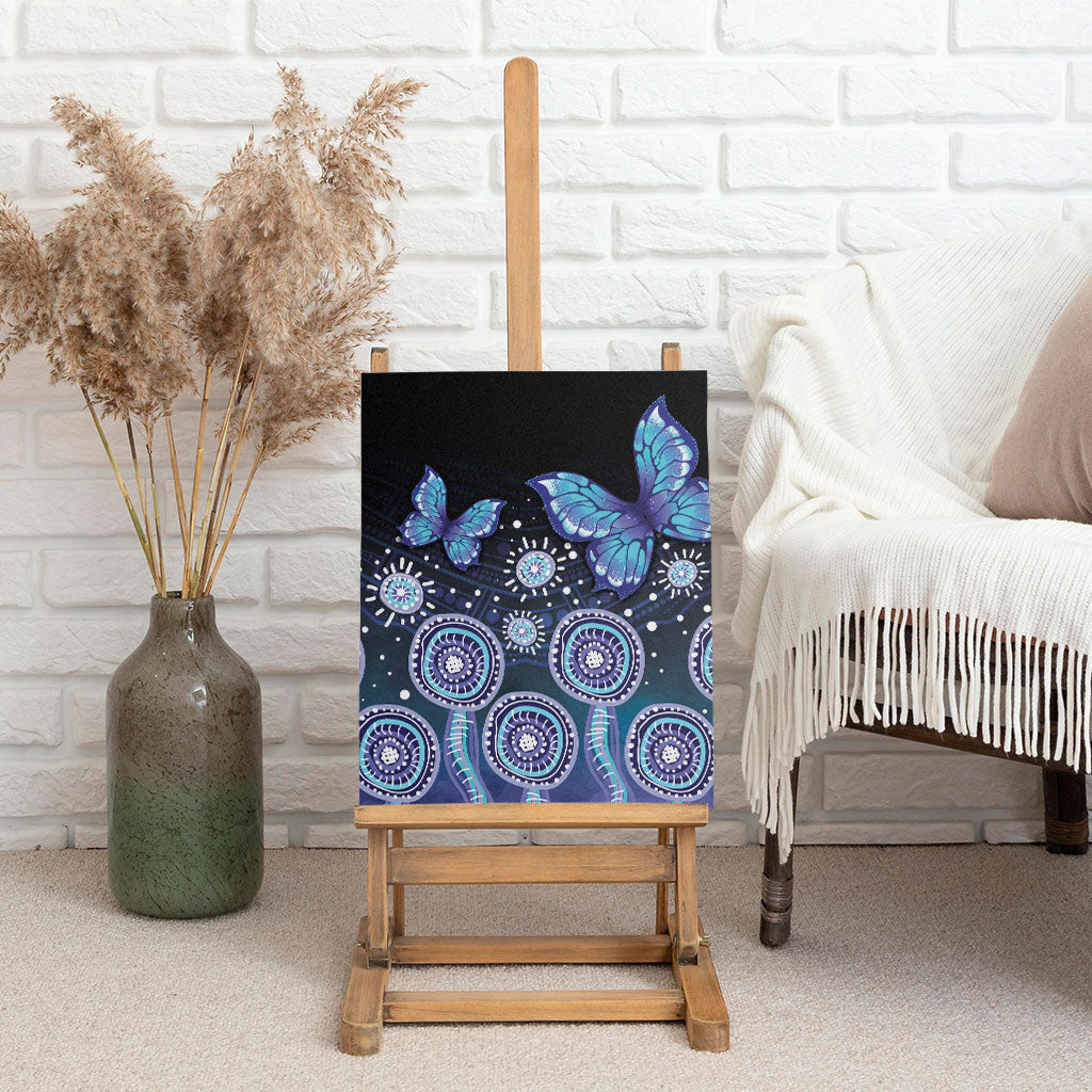 Dreamy Butterfly Collar Australia Purple Teal Hopeful Sky Canvas Wall Art Indigenous Aboriginal Art