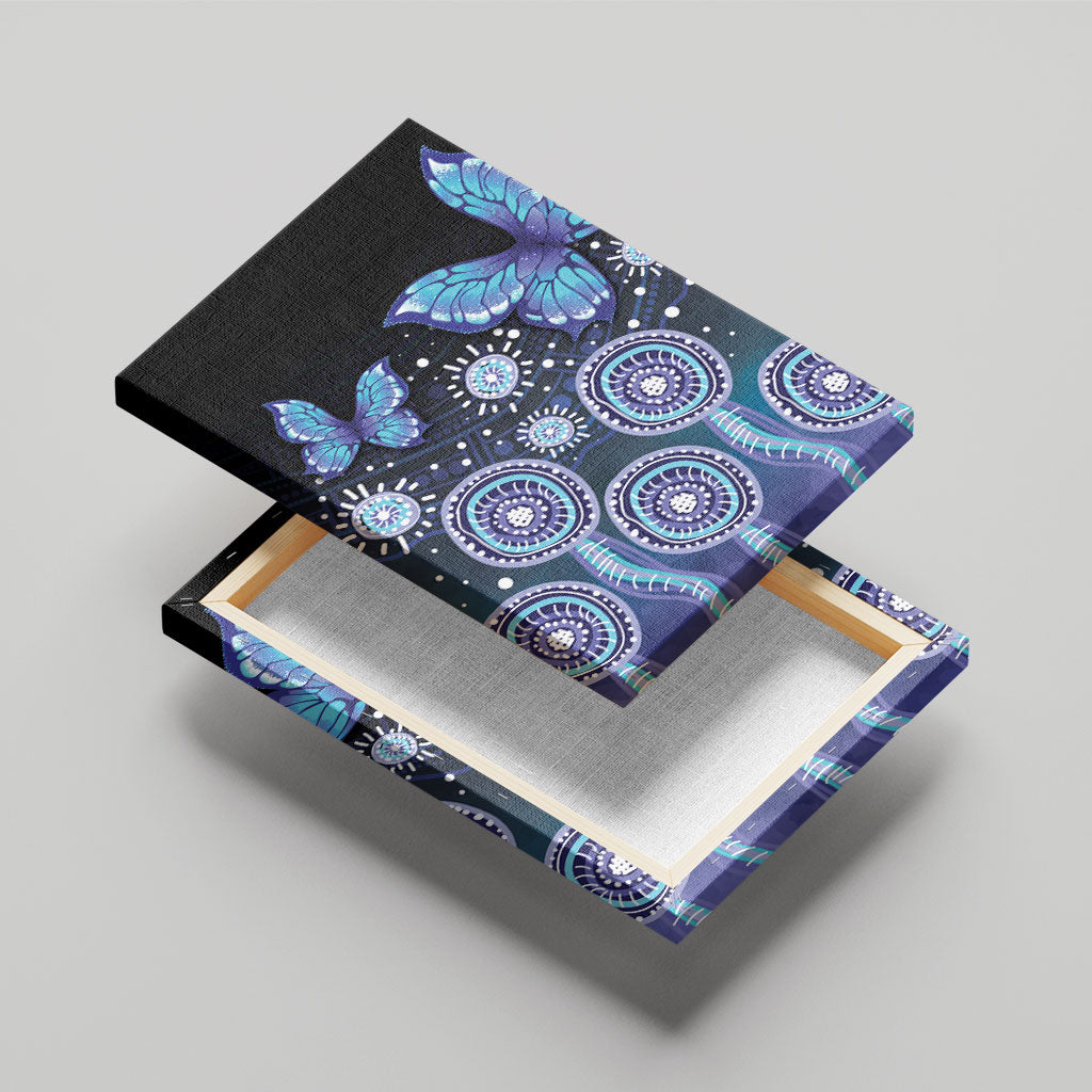 Dreamy Butterfly Collar Australia Purple Teal Hopeful Sky Canvas Wall Art Indigenous Aboriginal Art