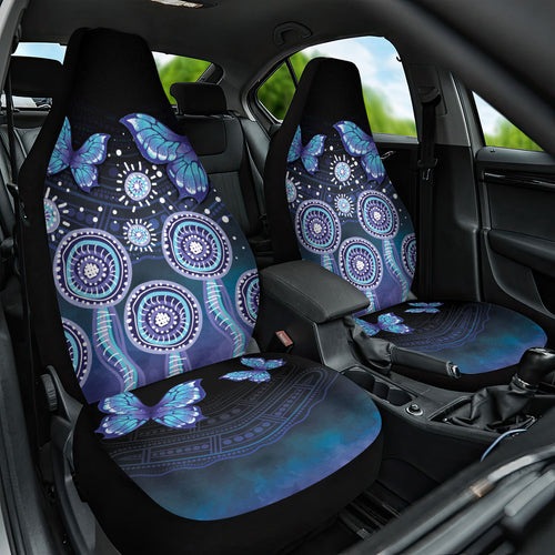 Dreamy Butterfly Collar Australia Purple Teal Hopeful Sky Car Seat Cover Indigenous Aboriginal Art