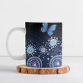 Dreamy Butterfly Collar Australia Purple Teal Hopeful Sky Ceramic Mug Indigenous Aboriginal Art