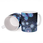 Dreamy Butterfly Collar Australia Purple Teal Hopeful Sky Ceramic Mug Indigenous Aboriginal Art