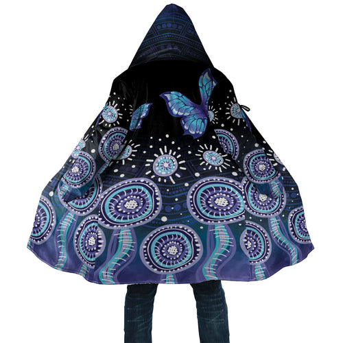 Dreamy Butterfly Collar Australia Purple Teal Hopeful Sky Cloak Indigenous Aboriginal Art
